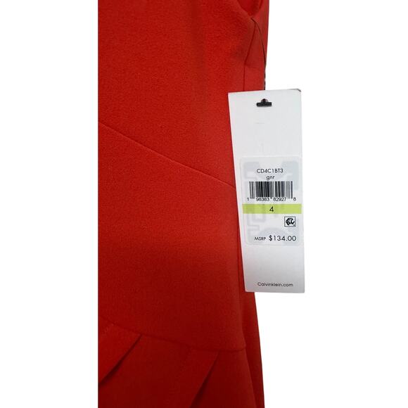 Calvin Klein Women Dress Sheath Size 4 Women Sleeveless Stretch Orange NWT New - Picture 5 of 8